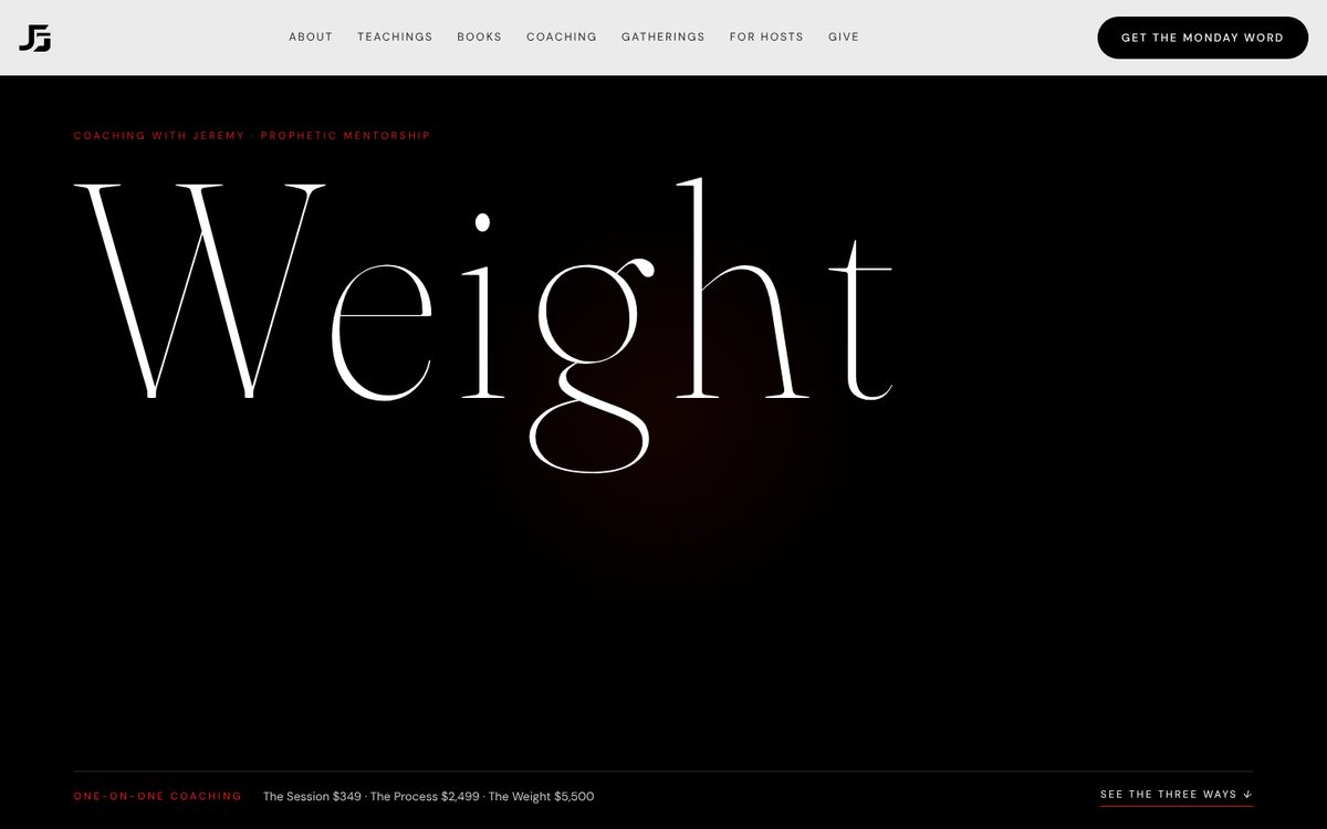 The word Weight in a thin serif