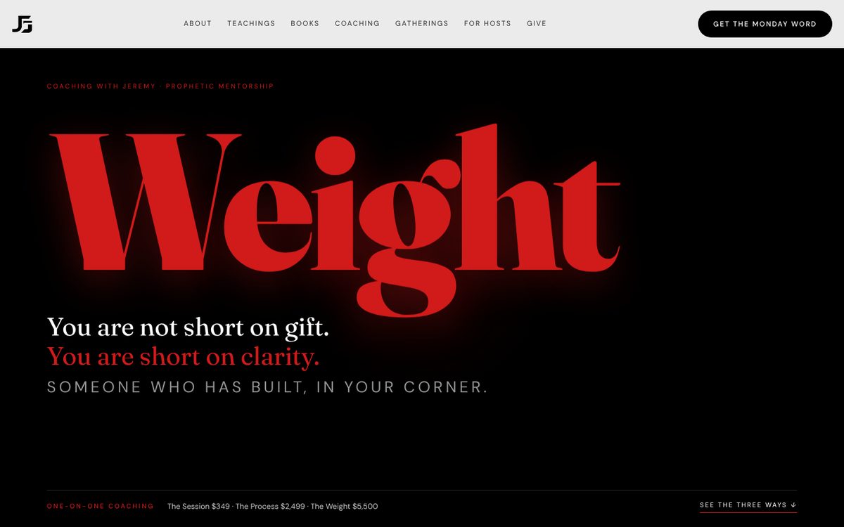 The word Weight in heavy red after scrolling