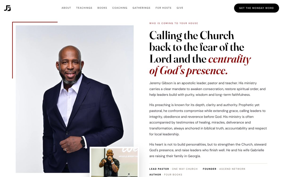 The Jeremy Gibson Ministries site: Calling the Church back to the fear of the Lord